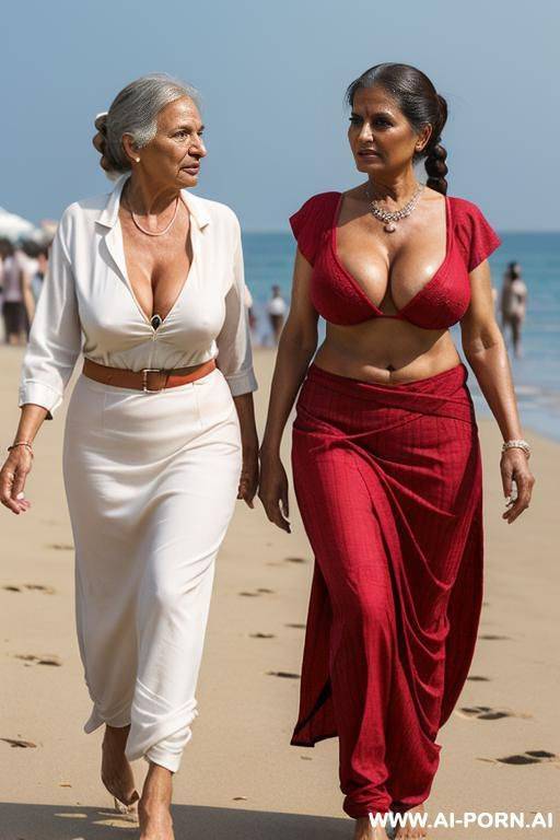 two womans walking in the street, detailed face, - #main