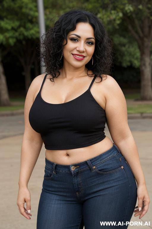 latina woman posing for picture. middle age body. chubby body. short hair. wet curly hair. wet hair. curly hair. wet curls. black hair. chola. chola make up. chicana makeup. smile showing - #main
