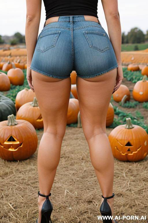 (suburban mom) (tight shorts) (bending down) (pumpkin patch) - #main