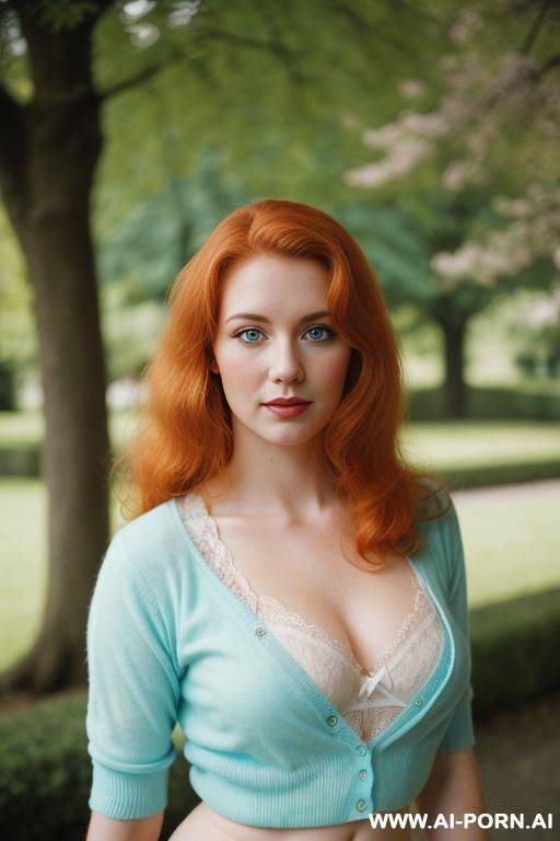 cutie babe face, turquoise cardigan and t-shirt, retro vintage style, 170s, 170s. 1. busty. - #main