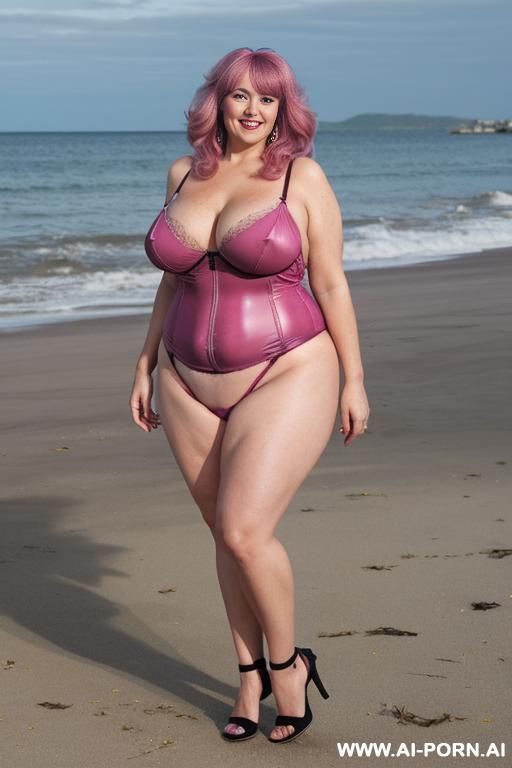 sexy old gilf bbw. pleated leather skirt showing panties. see through silk blouse. - #main