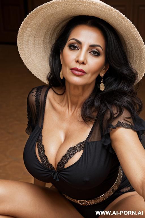 middle eastern, deep cleavage, kneeling down, looking up, closeup from above, big lips, seductive - #main