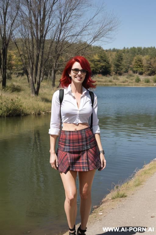 (suburban mom) (hiking) (lake) (plaid) - #main