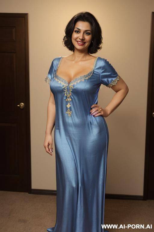 ((blue nightgown)), bedroom closet, suburban mom, lean, (photorealistic) (pakistani), (ultra detailed photo), (hyper realistic photo), ((busty)) - #main