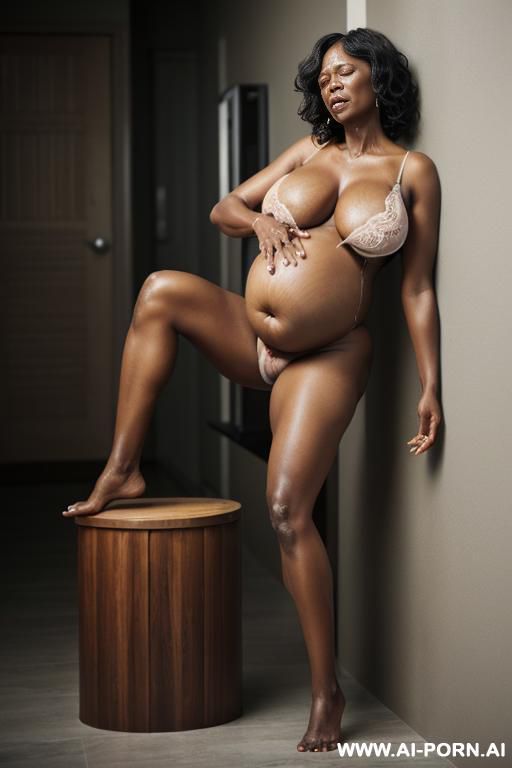 pregnant , ebony , granny, nude , white panthose, massive tits - #main