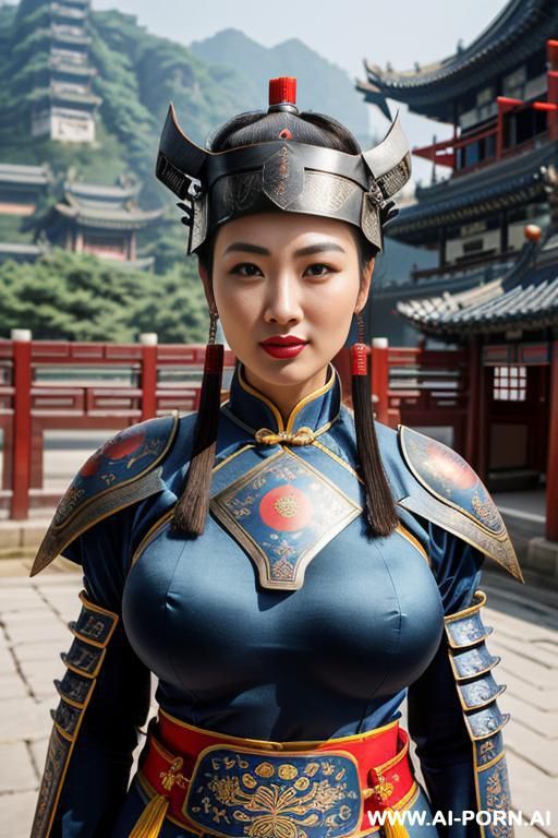 ((chinese armor)), ((chinese medieval)), ((chinese helmet armor)), ((steel)), (( blue)), ((full lips)), ((smart)), ((firm face)), ((chinese palace background)), ((sword)), ((saber)) - #main