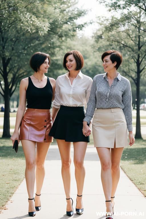 suburban moms, short hair, holding hands - #main