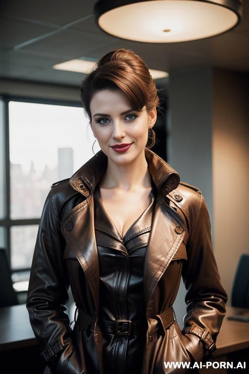 leather trench coat, cleavage, ballerina - #main