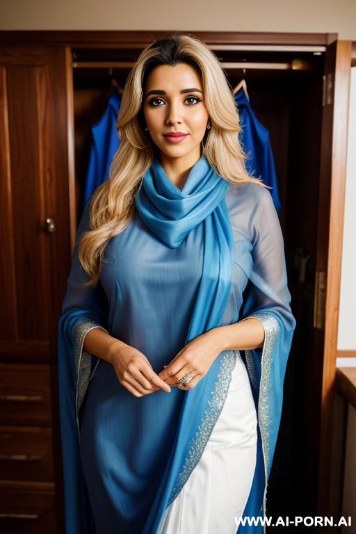 (fancy blue dupatta), (texan ranch house), (pretty face), (asin), (detailed face), (soft slutty smile), (natural lighting), ((highly detailed photo)) - #main