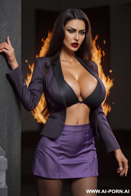 (((((extremely big boobs)))), (ultra deep tanned skin), ((fit))), (((((business dress))))), (extremely beautiful make-up), red lip gloss, seductive, extremely slutty, very wicked, ((((ultra realistic)))), (((extremely long hair))), older woman. - #main