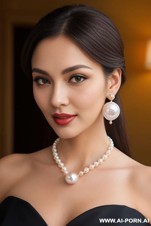 gorgeous round face, pearl necklace, pearl earrings - #main