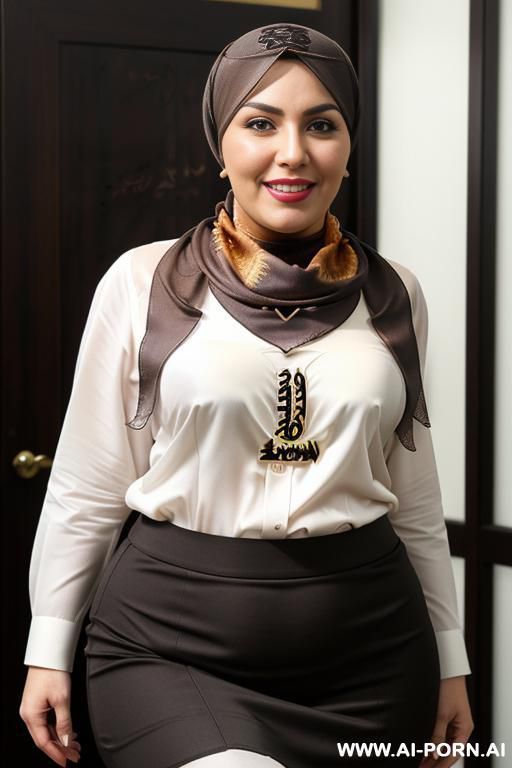 pakistani milf, (((((arabic head scarf))))), brown skin, very wide hips, extremely wide hips, dark brown nipples, exposed tits, nude, big hard brown nipples with big areolas. black skirt, selfie - #main