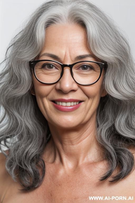 direct eyecontact with viewer. grey hair, glasses, cum on face, - #main
