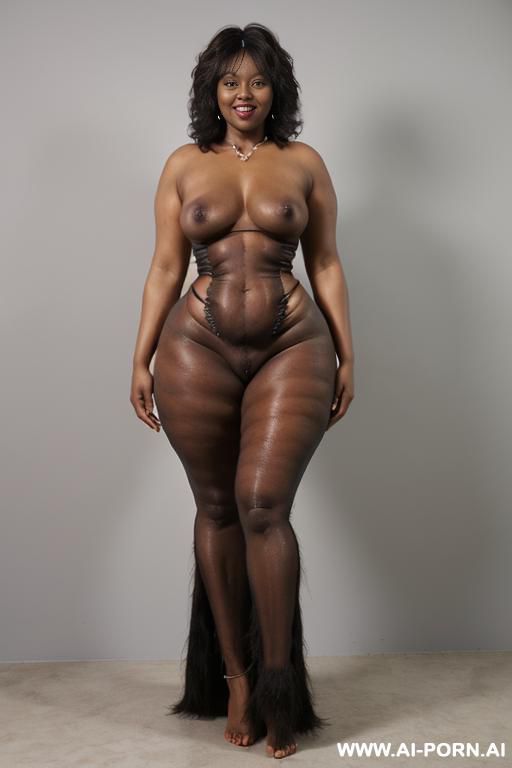 tall chubby ebony mature, (((standing full figure, naked, nude))), (((long pubic hairy, long hairy pussy))), ((((((wide large hips)))))) - #main