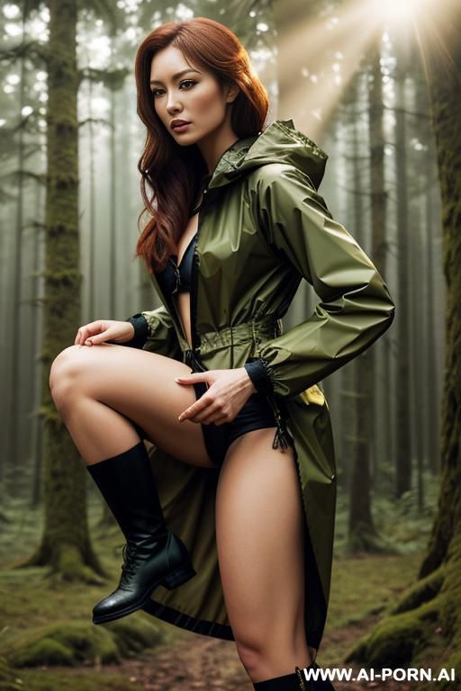 (holding a bow), (wearing a camouflage raincoat) - #main