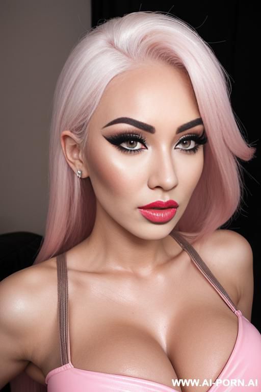 bimbo, bimbofication, tanned, gigantic fake breasts, lip injections, gigantic fake lips, tight pink dress, dollification, big dramatic eyelashes, long nails, transgender - #main