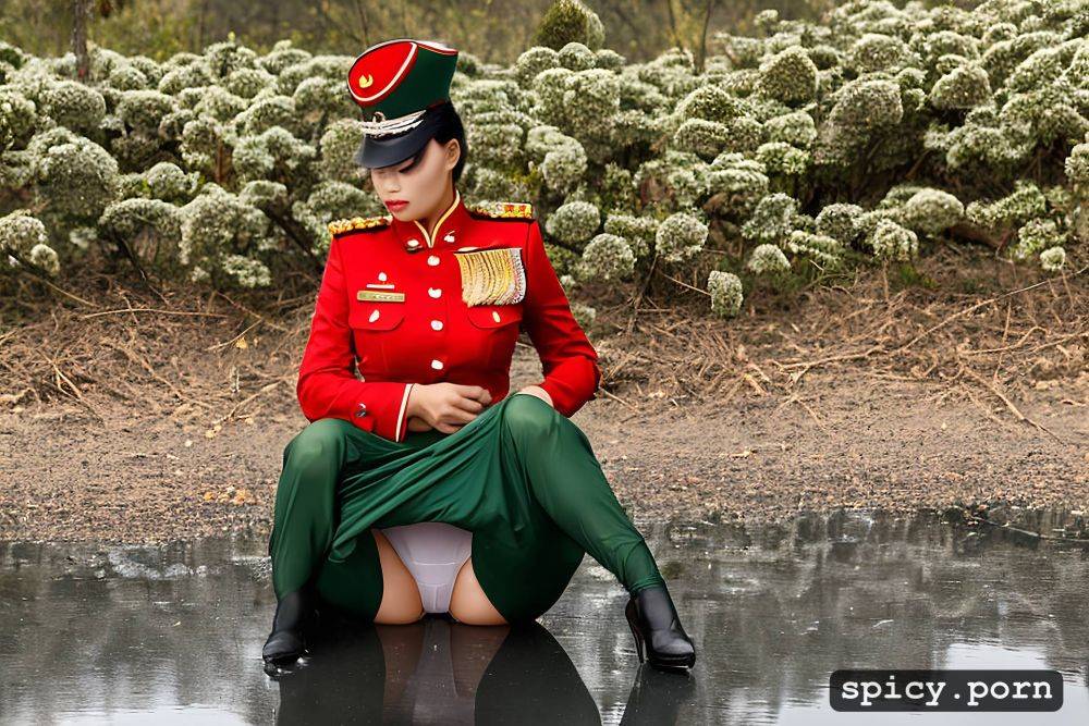 military uniform, nipples through shirt, upskirt, transparent underpants - #main