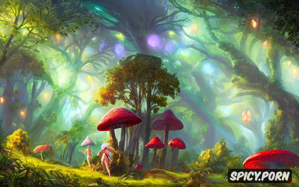 hiqh quality picture, beautiful colors, magic mushrooms glowing in the dark - #main