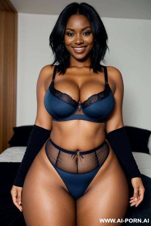 messy hair, hourglass body, extremely short and tight blue crop top, big boobs, perfect smile - #main