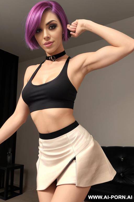 (vascular arms), (skirt), (black crop top), (black choker), (((((standing in a neutral position))))) - #main