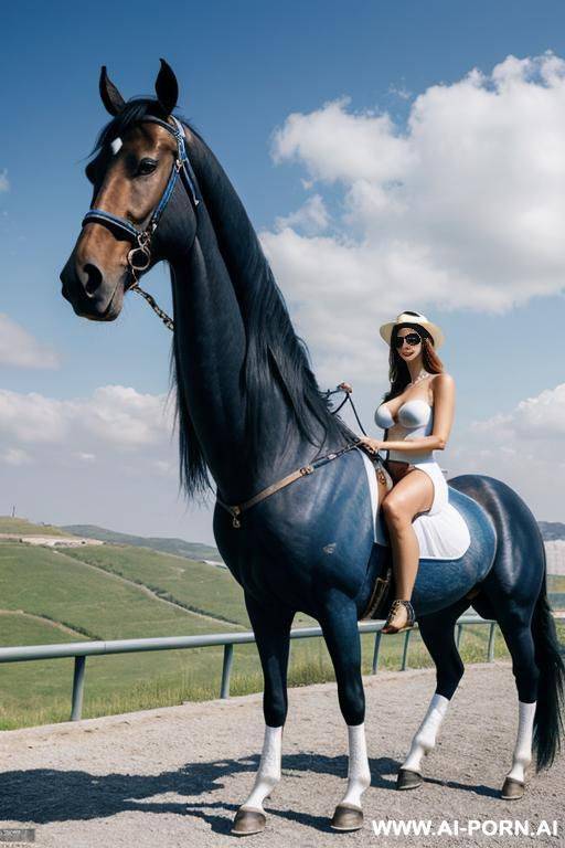 immagine realistica di elevata qualità, woman con gambe di cavallo di colore sky blue. - #main