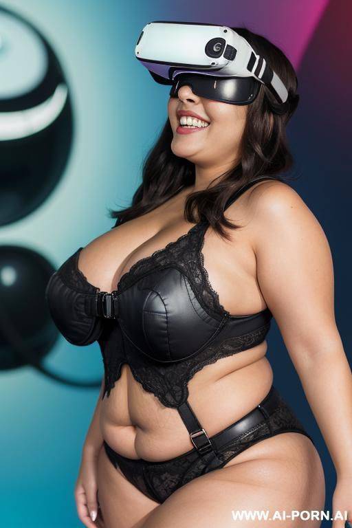 mexican, 2, , huge eyes, big smile, gap teeth, very wide hips, hourglass figure, extra thicc, bbw, very fat but very proportionate, oculus rift goggles, confused face - #main