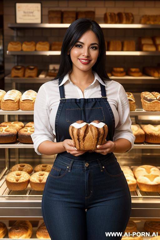 very , darker skin, mexican, bimbo, hourglass figure, high rise blue jeans, tight plaid shirt, eye shw , smirk, extra thicc - #main