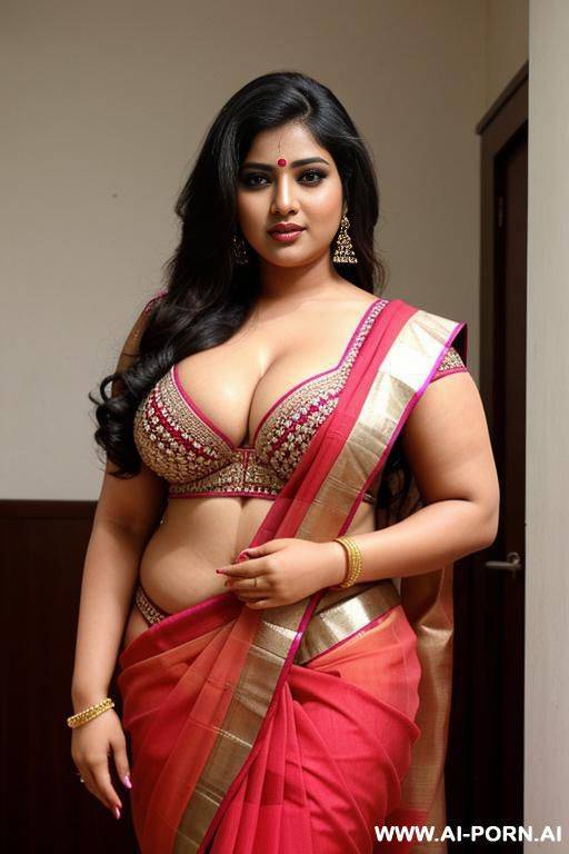 bangladeshi thick chubby, in saree showing off her huge boobs - #main