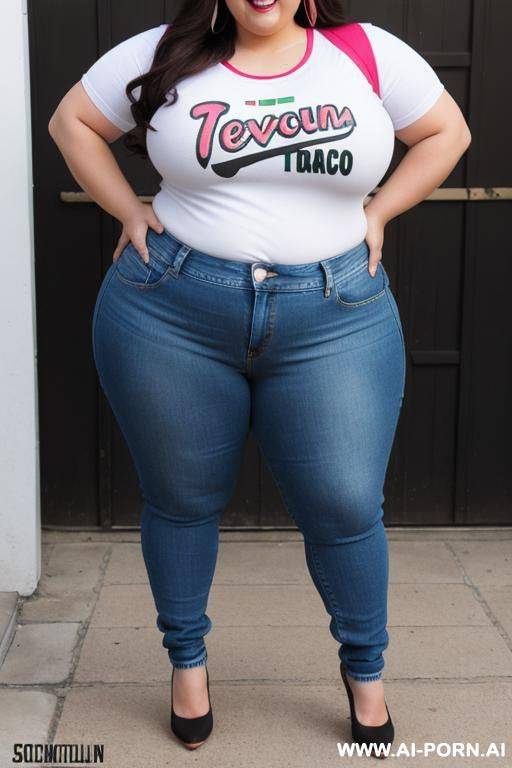 mexican, very chubby, gordita, nerd, glasses, ultra wide hips, standing up, tight jeans, band shirt, ssbbw, rotund, huge, eye shw, eating taco - #main