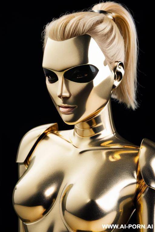 blonde robot, (fully metallic body, metallic head) - #main