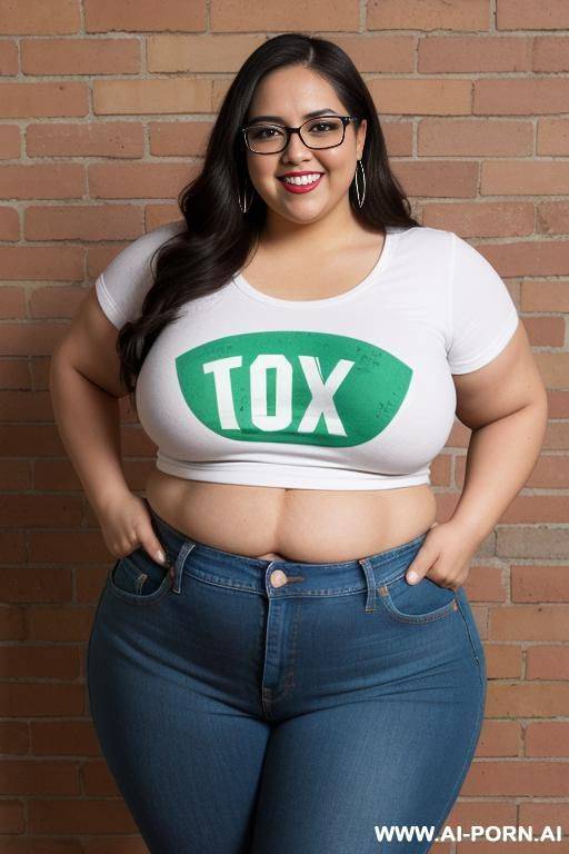 mexican, very chubby, gordita, eating, nerd, glasses, ultra wide hips, standing up, tight jeans, band shirt, ssbbw, rotund, huge, eye shw, eating taco, beautiful face - #main