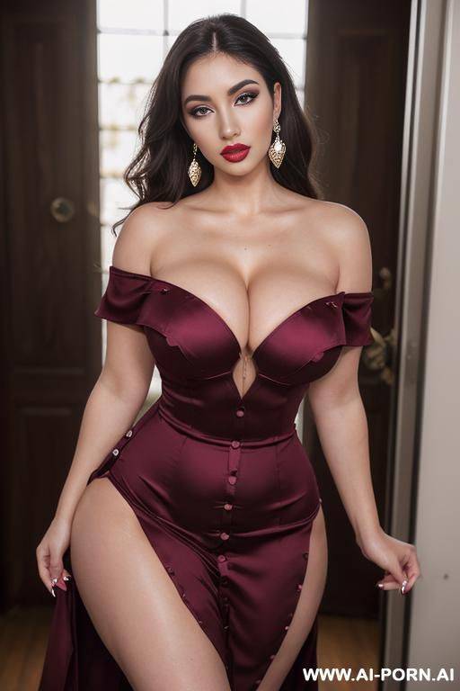 (ahegao) (flowing hair) (((extremely beautiful))) (((full lips))) (button nose) (submissive) (hoop earrings) (((hourglass figure))) (model) (((eye contact))) - #main