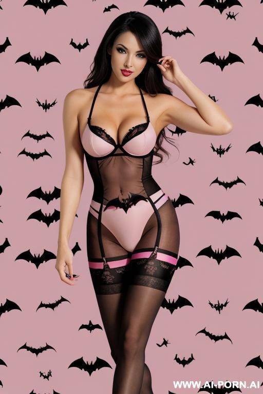 pink pantyhose with bats design pattern - #main