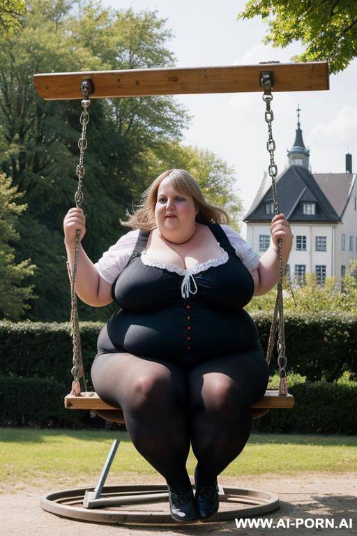 morbidly obese german elementary woman on swing - #main