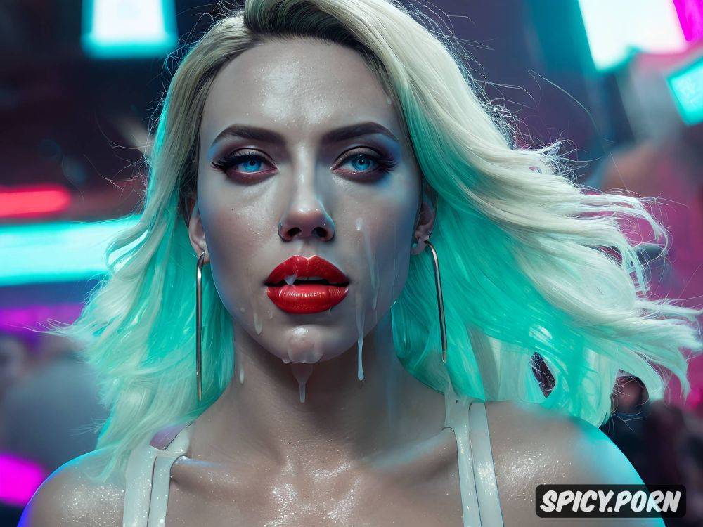 excessive cum all over body, cyberpunk cityscape simetric, breast grab - #main
