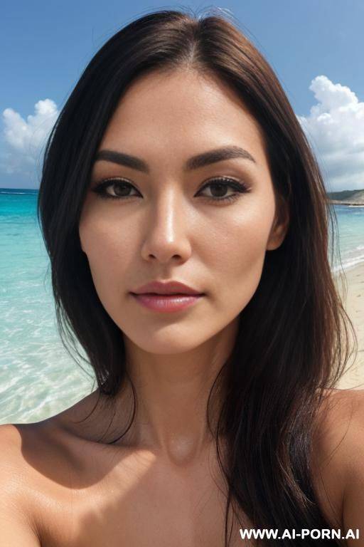 man, beach, face with , hollow cheeks with ideally prominent cheekbones - #main