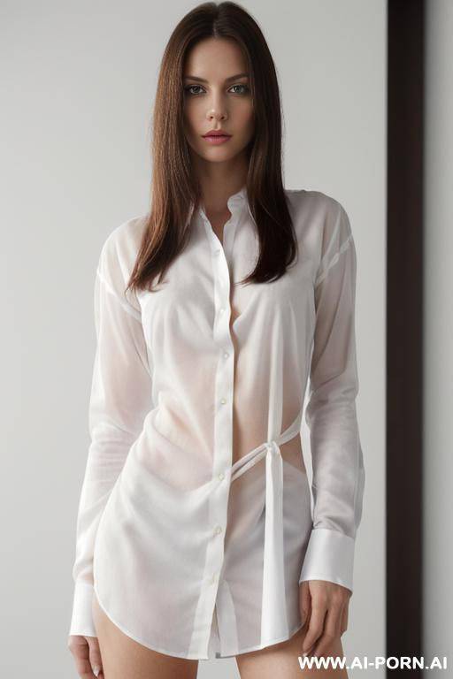 (((wearing a long white shirt, half-open))), - #main