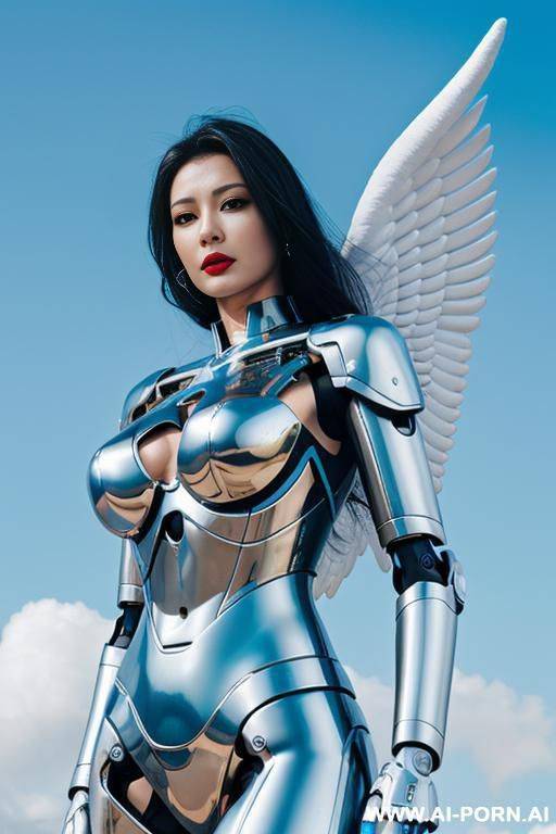angel cyborg robot metallic di colore waith and sky blue. - #main