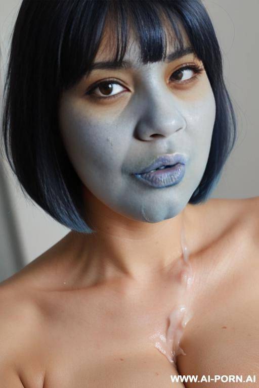 blue skin, pregnant, bobcut. - #main
