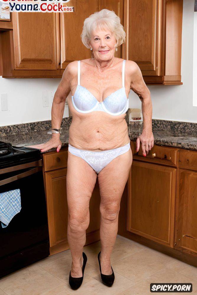 kitchen, farmhouse, transparent bra pulled down to show tits - #main
