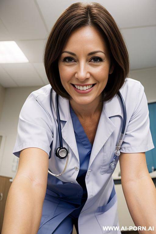 (nurse) (exam room) (close up) (smiling) (bending down) - #main