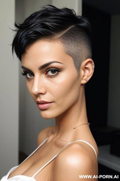 slim toned woman. short pixie hair with shaved sides. - #main