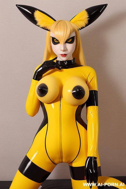 furry latex renamon furrsuit, renamon style, rubberdoll - #main