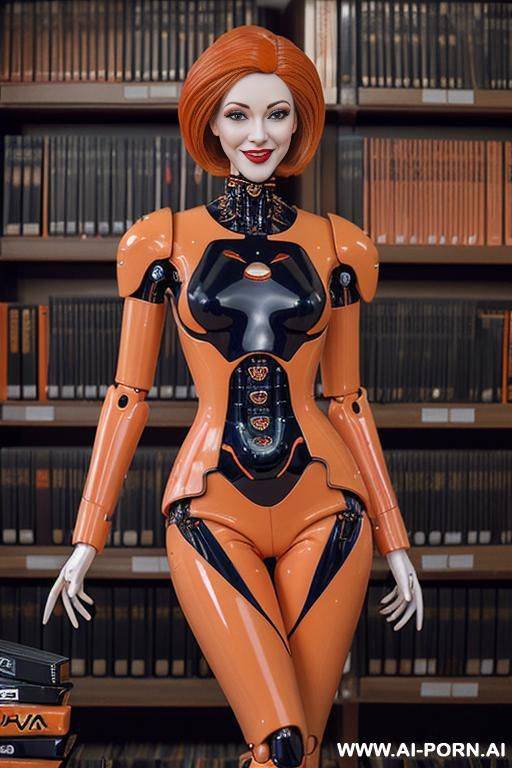 realistic beautiful cyborg robot woman doll completely made of white latex skin long legs with boots - #main
