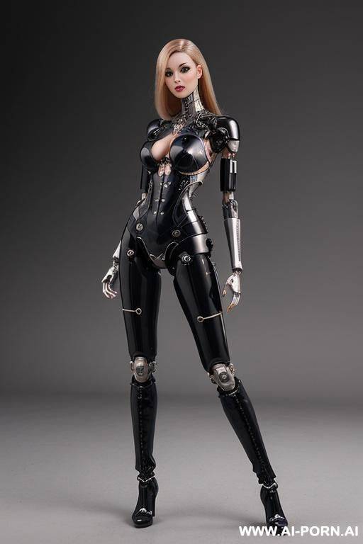 realistic beautiful detailed doll cyborg robot woman completely made of latex skin long legs with boots - #main