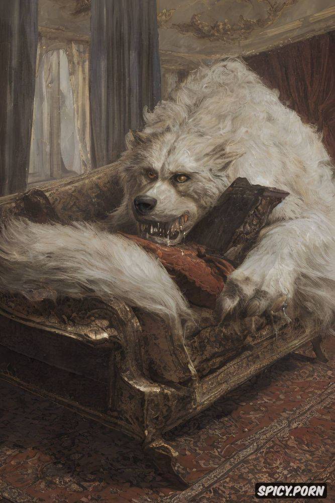 nude, impressionism painting style, couch, ferocious beast, art by vasily surikov - #main