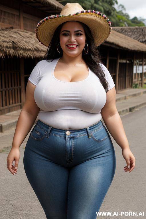 mexican, supermodel, wide hips, extremely wet, clothed, holding pills, rotund, pear shaped, band tshirt, rocker woman, extreme hourglass - #main