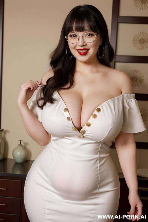 ((very rotund body)) ((huge)) glasses (ahegao) (flowing hair) (((extremely beautiful))) (((full lips))) (button nose) (submissive) (hoop earrings) (((hourglass figure))) (model) (((eye contact))) - #main