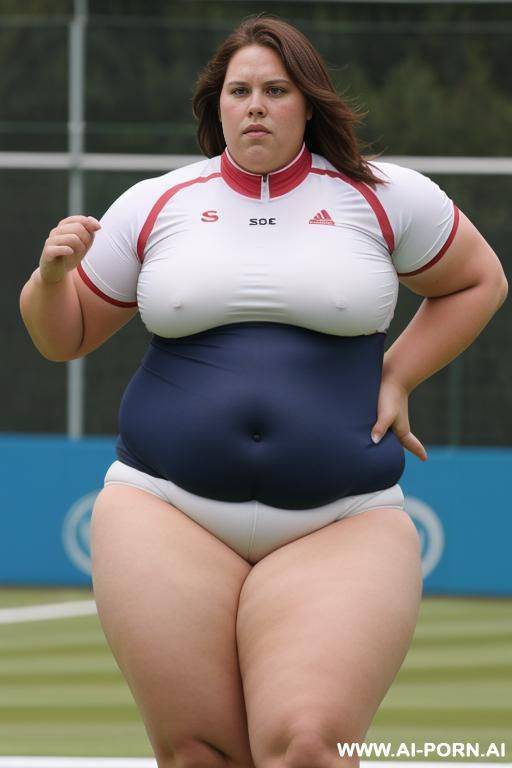 obese female shotputter, attractive, massive thighs - #main