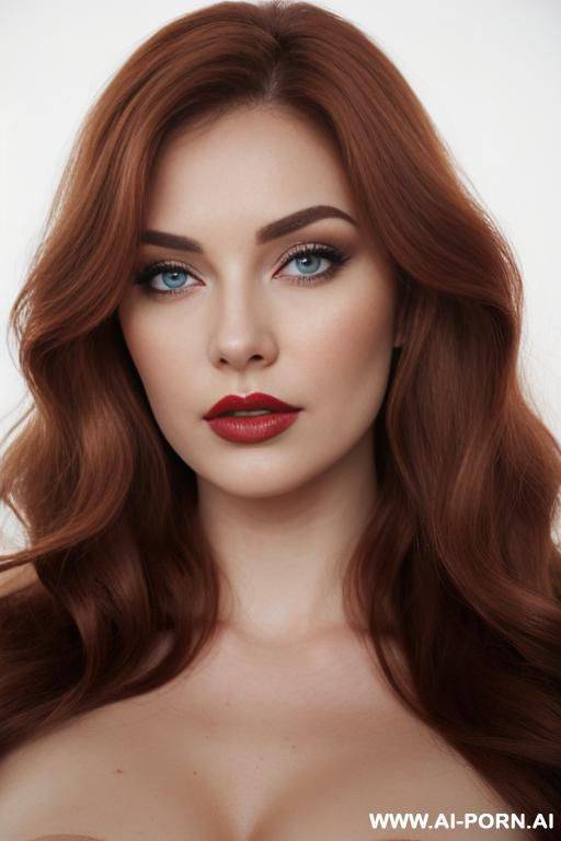 very real, (white skin), hourglass voluptuous lady, (light background), (hair color: light-latte), (hairstyle: swept to one side), mild lipstick, (ghastly skin & pallid) , front view camera. - #main